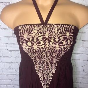Advance Apparels Dresses - Maroon Halter Summer Sundress Advance Apparels Dresses - Maroon Halter Summer Sundress